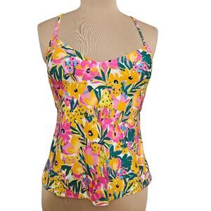 Anne Cole Floral Swimwear Tankini Top Vibrant Bloomcore Small Beach Pool Travel